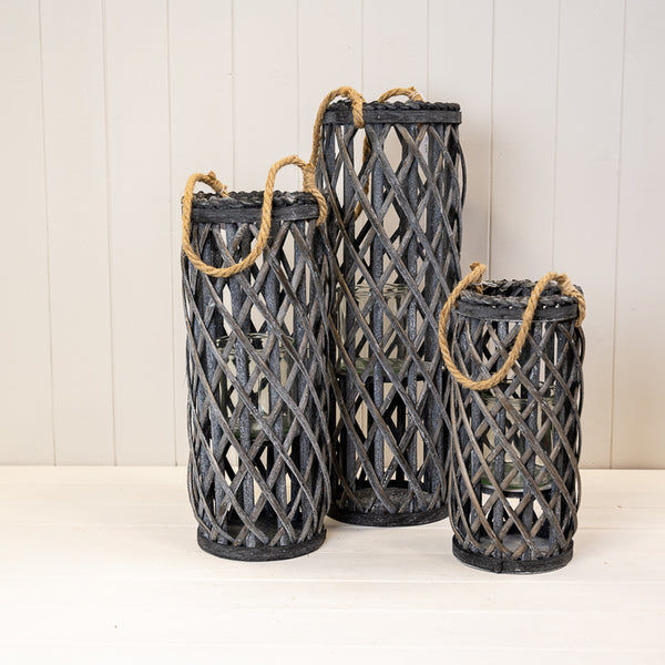 30cm Grey Washed Lantern L17cm W17cm H30cm