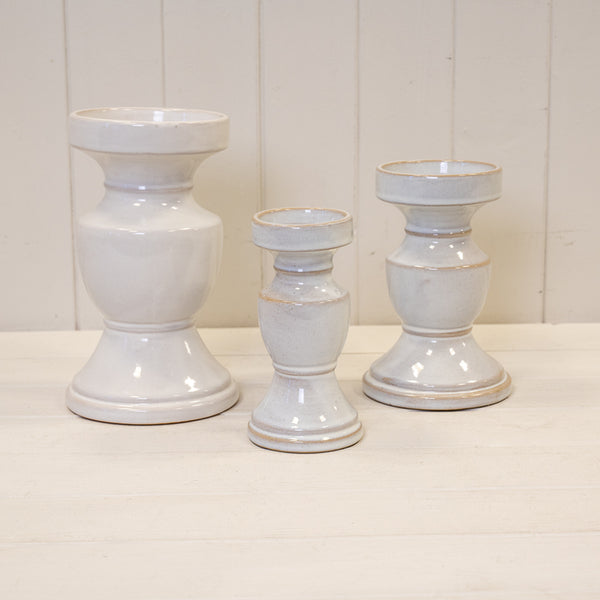 Natural Ceramic Candle Holder Large