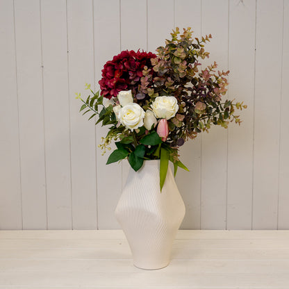 Modern Beige Sculptural Ribbed Vase